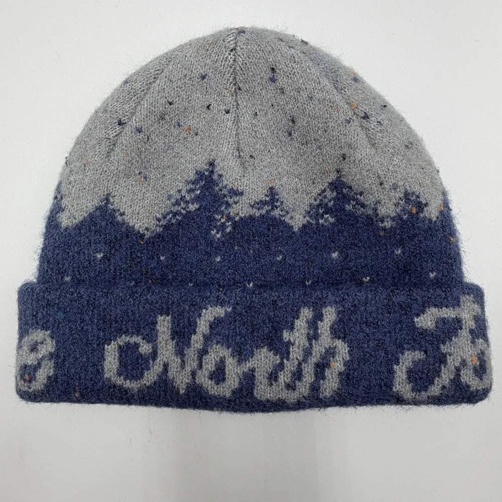 The North Face Cabin Mountainscape Beanie Unisex OS Lunar Blue NWT Knit Hat